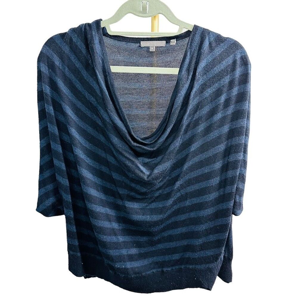 Vince black and white Stripped Cashmere Blend Light Sweater blouse size M